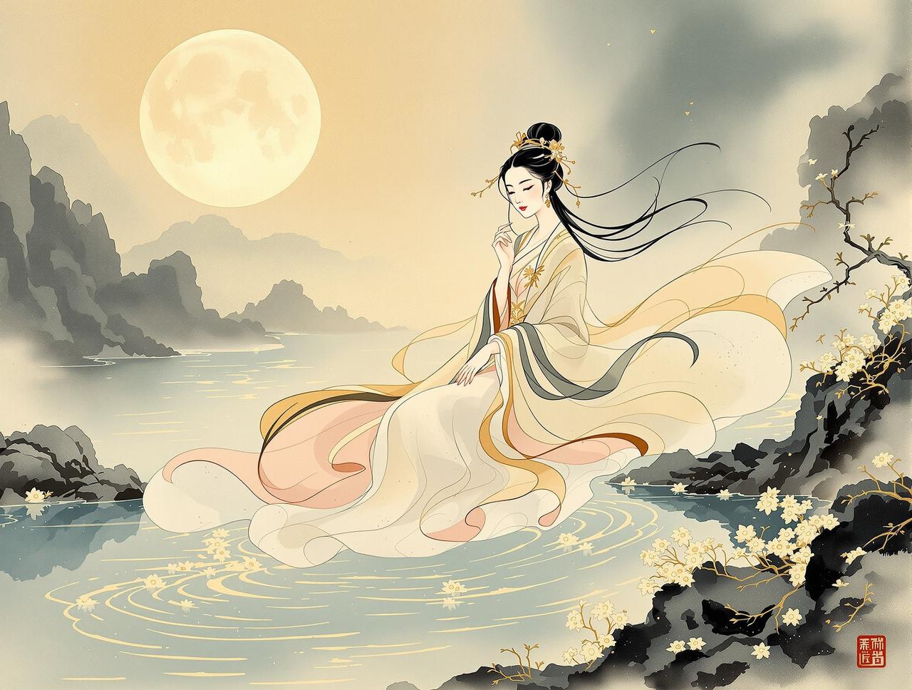 羞羞漫画免费阅读品牌形象 - 翩若惊鸿的东方美学,以洛水女神为灵感